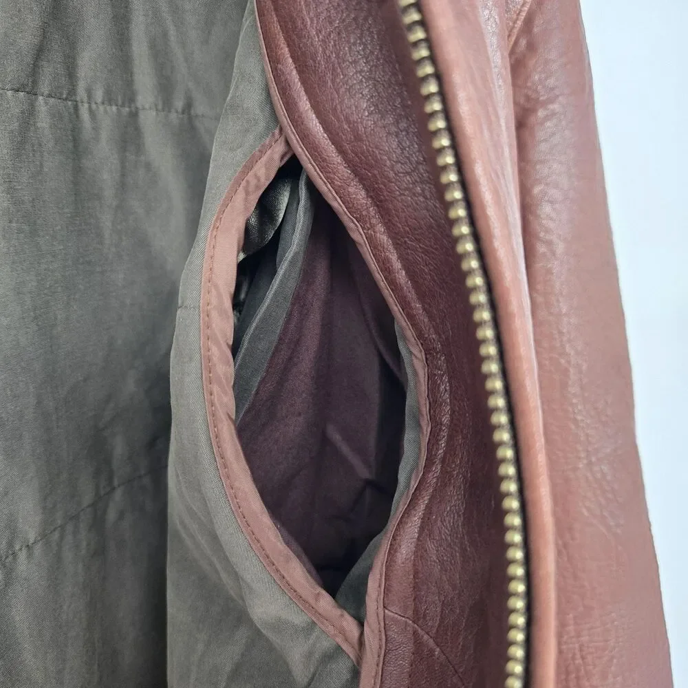 Vintage genuine lamb leather brown bomber jacket -‎ mens medium